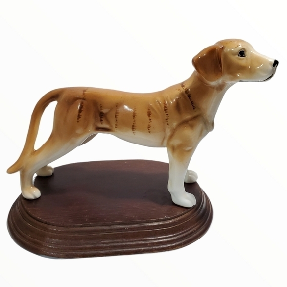 Vintage Ardalt Japan Lenwile fine China Large Great Dane figure with wood stand - Picture 1 of 9